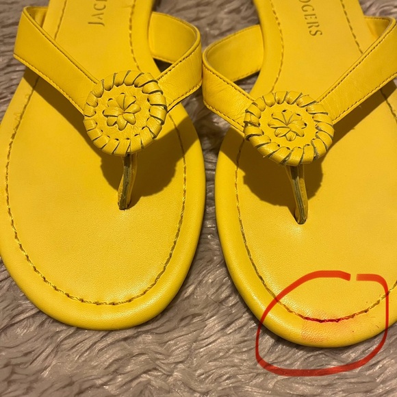 JACK ROGERS Womens Yellow Rowan Round Toe Slip On Leather Flip Flop Sandal 8 M - Picture 4 of 6